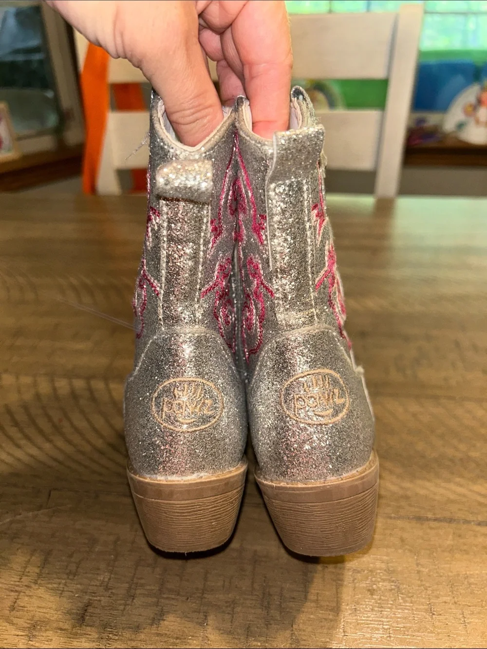 Pawz Glitter Silver and pink Cowboy Boots size 11